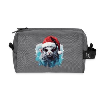 Rat de Noël drôle - Trousse de toilette en tissu recyclé - anthracite - Devant
