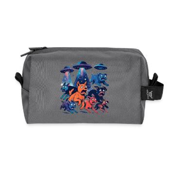 Alien UFOs UFO Galactic Dogs Beam Gift - Recycled Toiletry Zip Bag - anthracite - Front