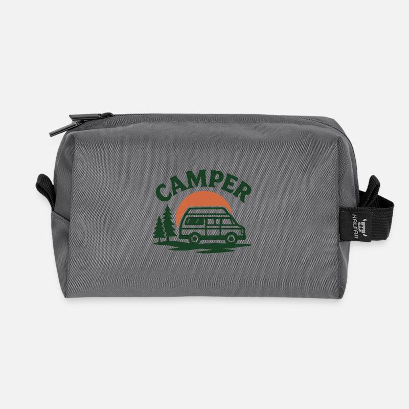 Camping Van Naturmotivation - Recycelte Kulturtasche - Anthrazit