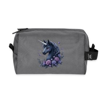 Licorne mystérieuse avec des roses dans des tons lilas - Trousse de toilette en tissu recyclé - anthracite - Devant