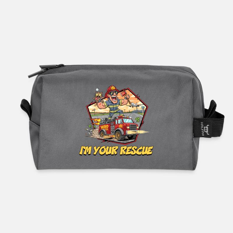 Rescue Firefighter Adventure Design - Recycled Toiletry Zip Bag - anthracite
