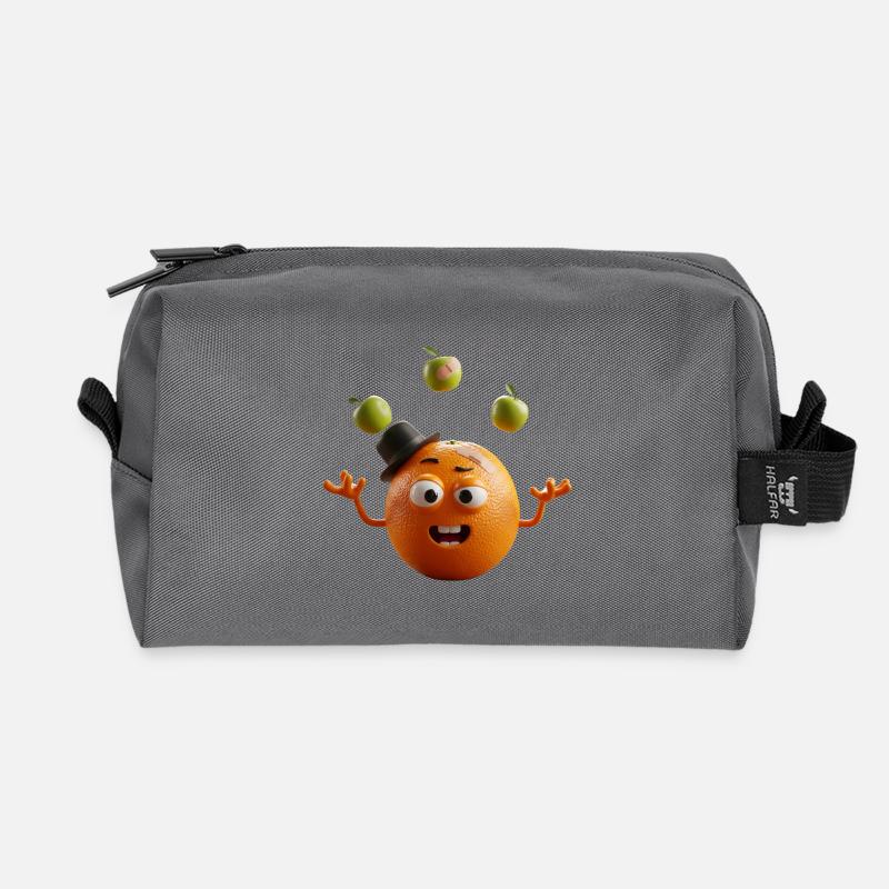 Playful orange - Recycled Toiletry Zip Bag - anthracite