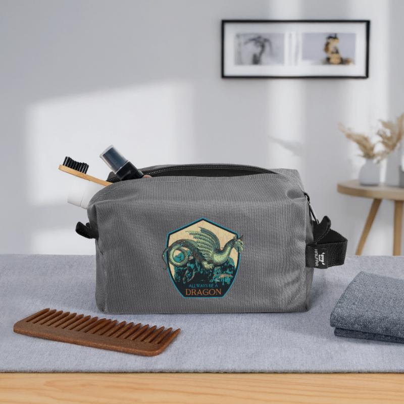 Mythical Dragon Crest and Magic Elements Recycled Toiletry Zip Bag