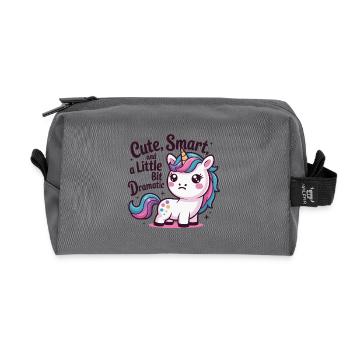 Charm licorne mignon avec humour - Trousse de toilette en tissu recyclé - anthracite - Devant