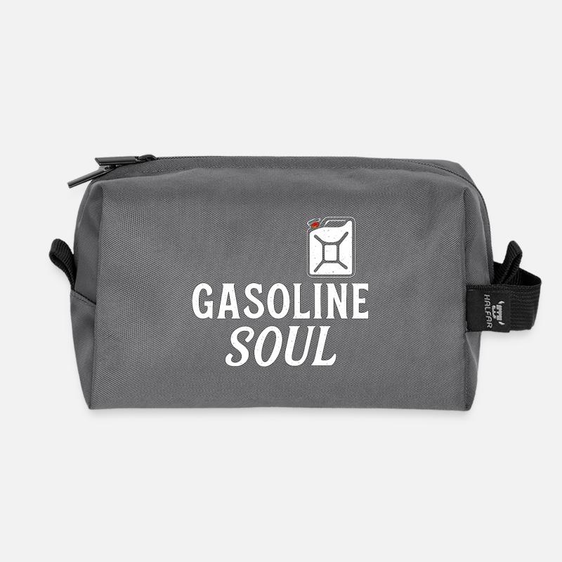 Benzin Seele – Vintage Biker Design - Recycelte Kulturtasche - Anthrazit
