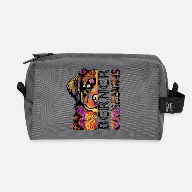 Farbenfroher Berner Sennenhund - Recycelte Kulturtasche - Anthrazit