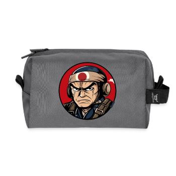 Krieger Samurai Cartoon Design - Recycelte Kulturtasche - Anthrazit - Vorne