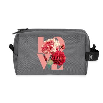 Elegantes florales Pfingstrosen-Design - Recycelte Kulturtasche - Anthrazit - Vorne