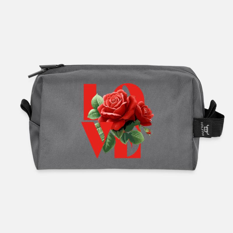 Romantisches Rosen-Liebes-Design - Recycelte Kulturtasche - Anthrazit