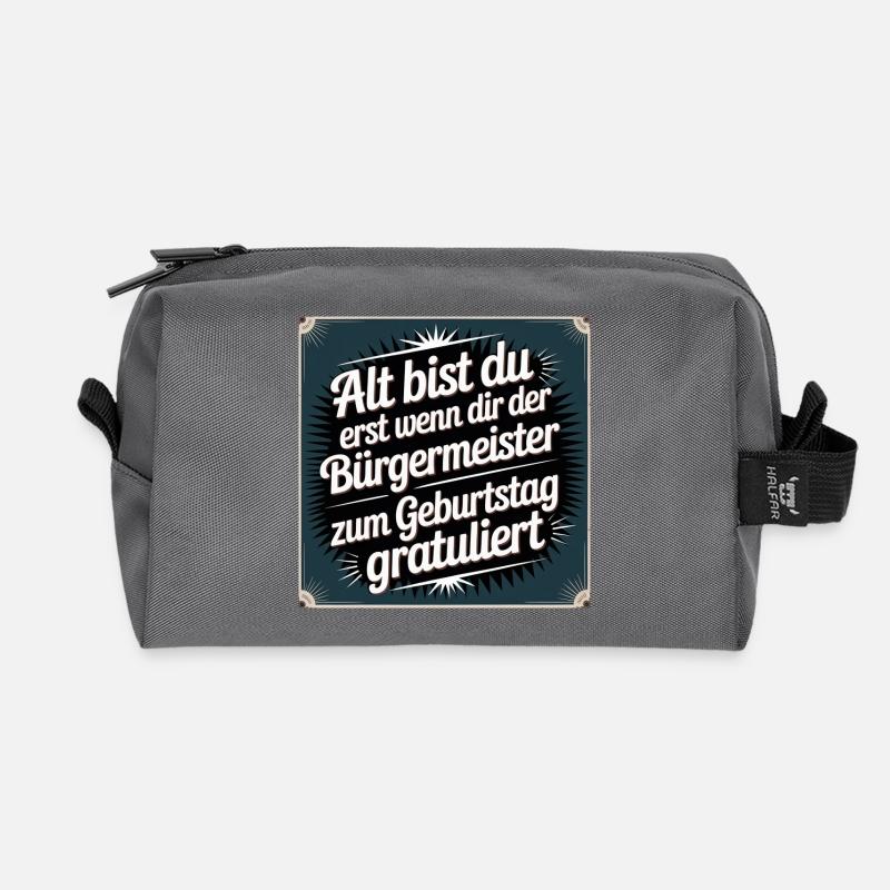 Alt bist du erst - lustiger Geburtstagsspruch - Recycelte Kulturtasche - Anthrazit