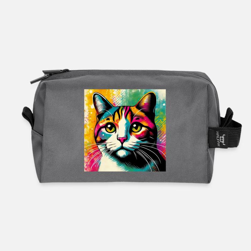 Katze - Recycelte Kulturtasche - Anthrazit