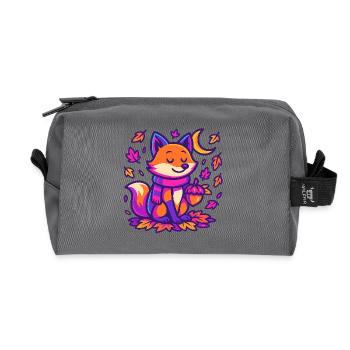 Herbstlicher Fuchs mit Kürbisskizze - Recycelte Kulturtasche - Anthrazit - Vorne