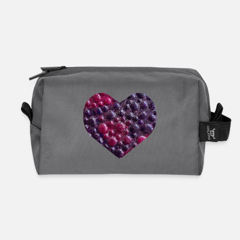 Herz mit Glitzer -handgemalt von Martina Eßer - Recycelte Kulturtasche - Anthrazit