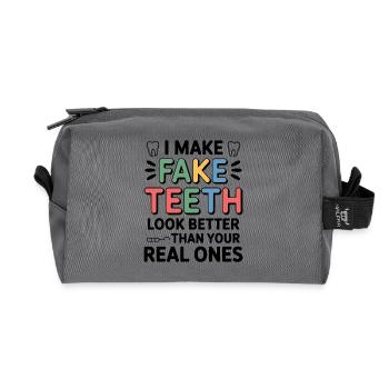 Dental Lab Technician Life  - Recycled Toiletry Zip Bag - anthracite - Front