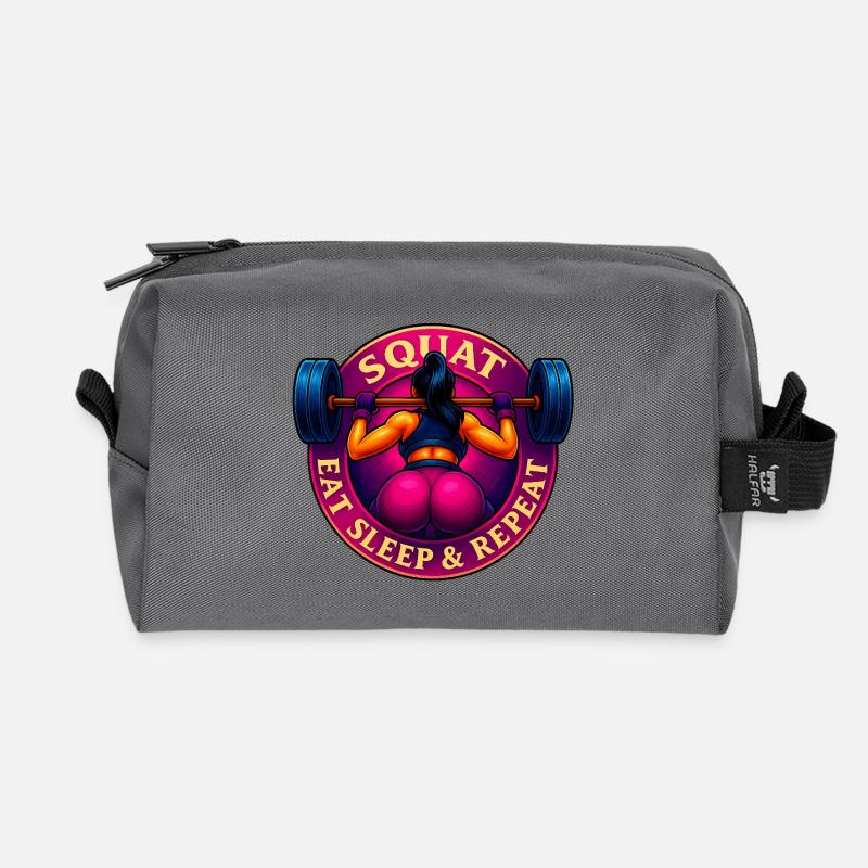 Squat, Eat, Sleep & Repeat! - Recycled Toiletry Zip Bag - anthracite