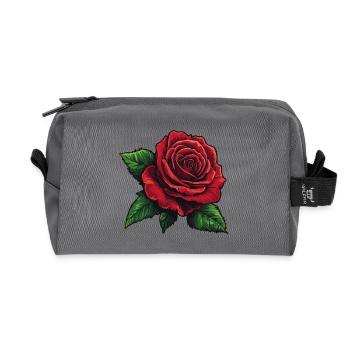 Rose rouge / Pétales graphique vectoriel - Trousse de toilette en tissu recyclé - anthracite - Devant