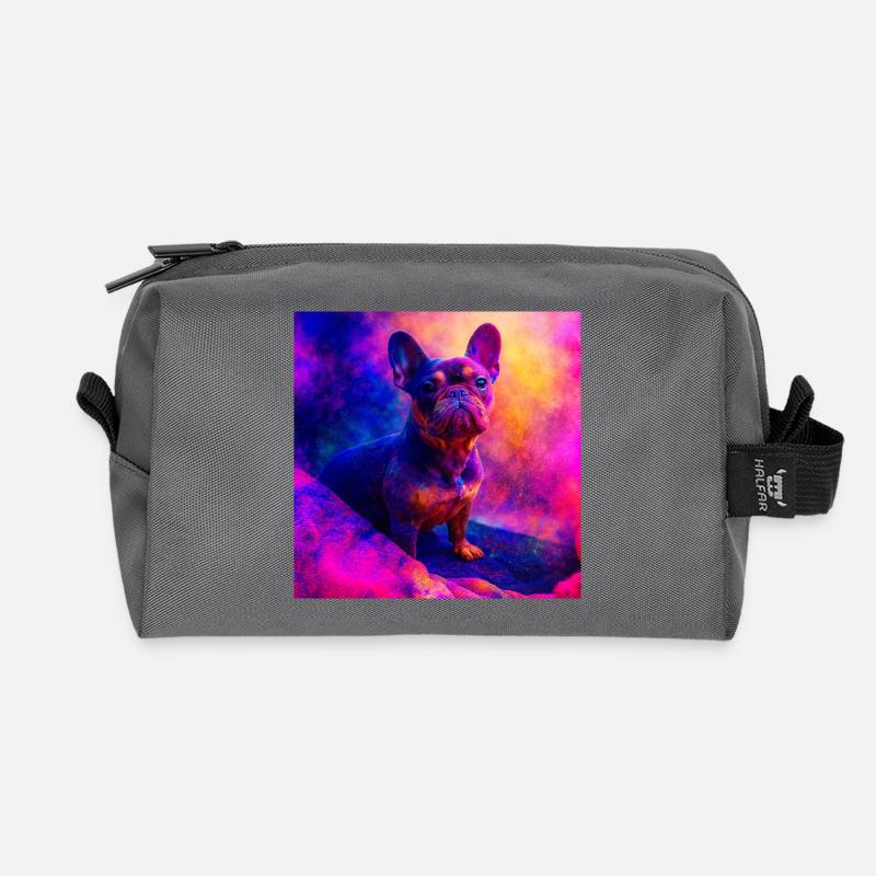Farbiger French Bulldog Kunstdesign - Recycelte Kulturtasche - Anthrazit