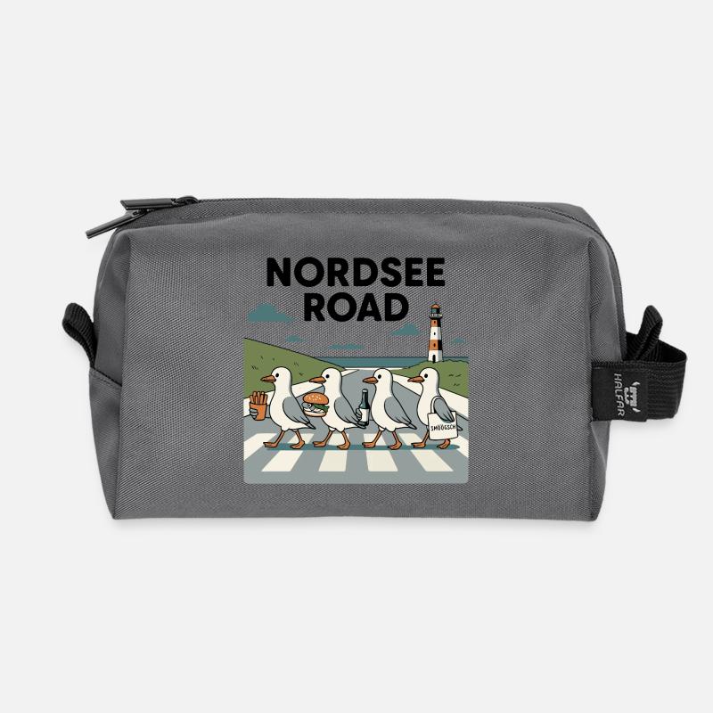 Nordseeroad Möwen - Recycelte Kulturtasche - Anthrazit