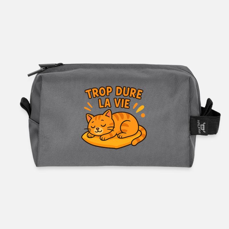 Zu hartes Leben Katze schläft - Recycelte Kulturtasche - Anthrazit