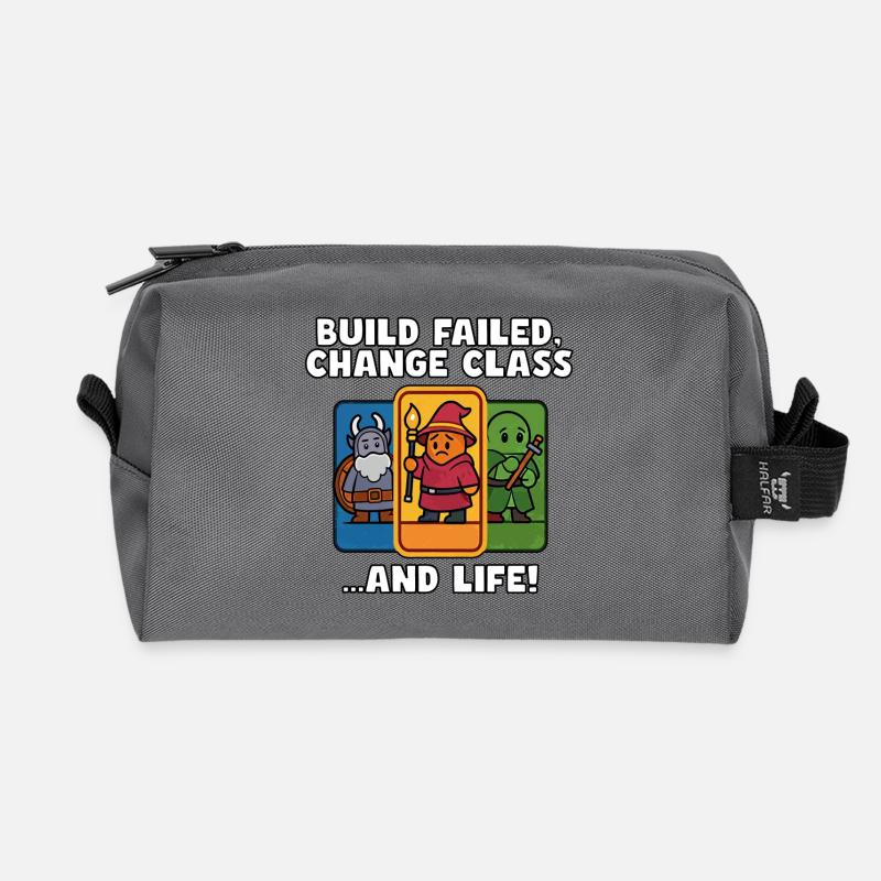 Build Failed, Change Class - Recycled Toiletry Zip Bag - anthracite