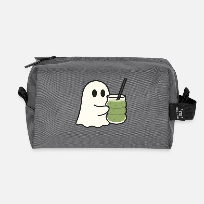 Süßer Geist mit Matcha Latte im Trendglas - Recycelte Kulturtasche - Anthrazit