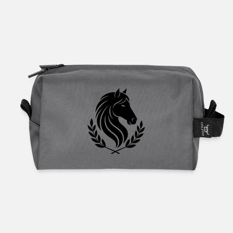 Pferdekopf Laubkranz Silhouette - Recycelte Kulturtasche - Anthrazit