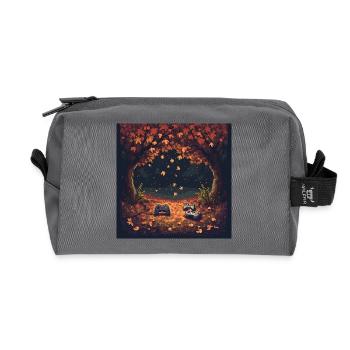 Pixel Autumn Leaves - Recycelte Kulturtasche - Anthrazit - Vorne