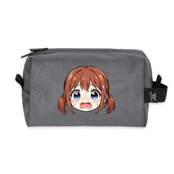 Weeping Manga Face - Recycled Toiletry Zip Bag - anthracite - Front