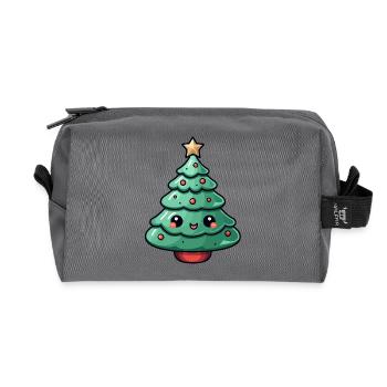 Sapin de Noël Kawaii Sourire - Trousse de toilette en tissu recyclé - anthracite - Devant
