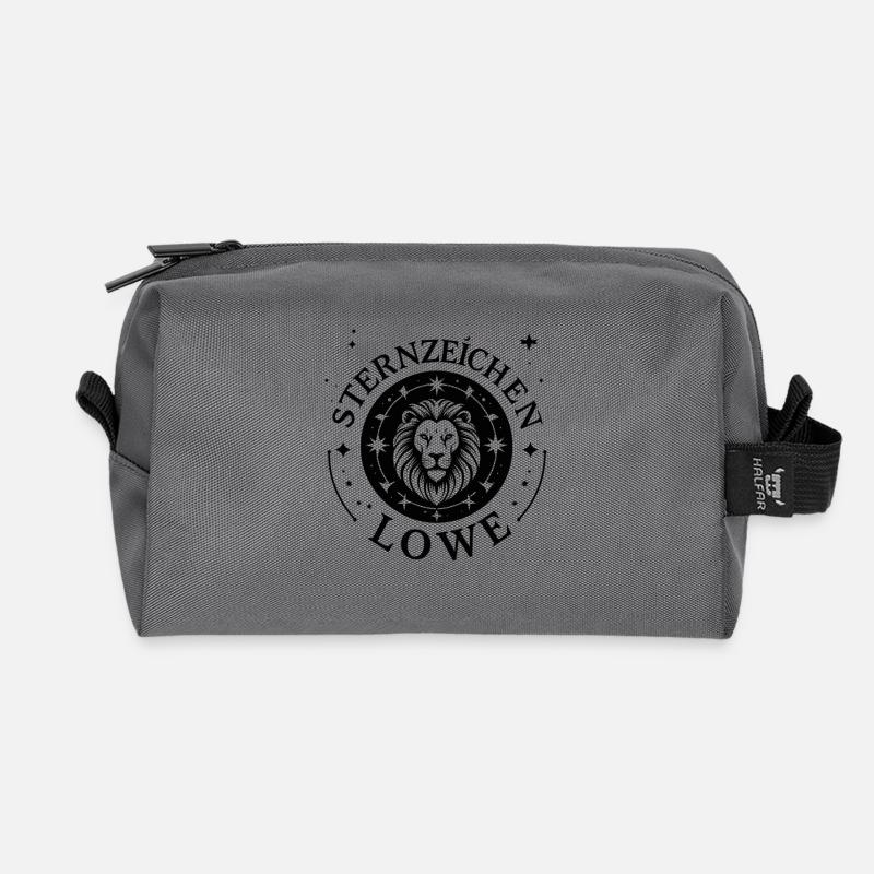 Löwe Sternzeichen Mandala - Recycelte Kulturtasche - Anthrazit