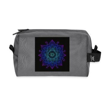 Eye in Neon Mandala - Recycled Toiletry Zip Bag - anthracite - Front