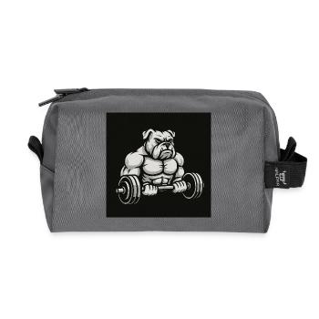Kraft Bulldogge Hantel-Workout - Recycelte Kulturtasche - Anthrazit - Vorne