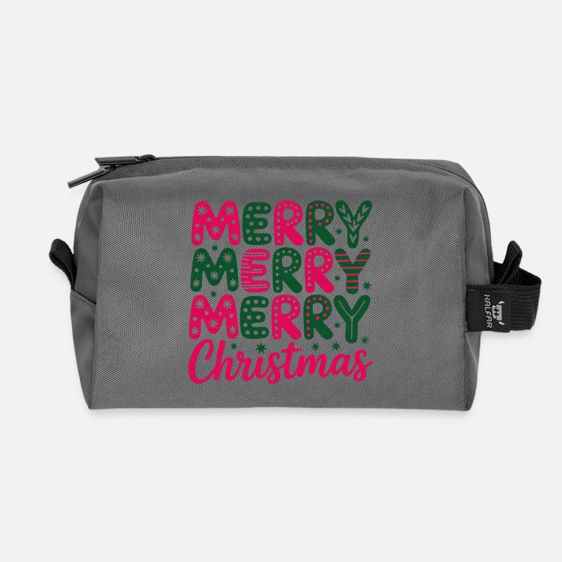 Retro Neon Weihnachtslord Design - Recycelte Kulturtasche - Anthrazit