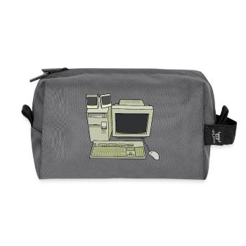 Retro Computer Desk Setup - Recycled Toiletry Zip Bag - anthracite - Front