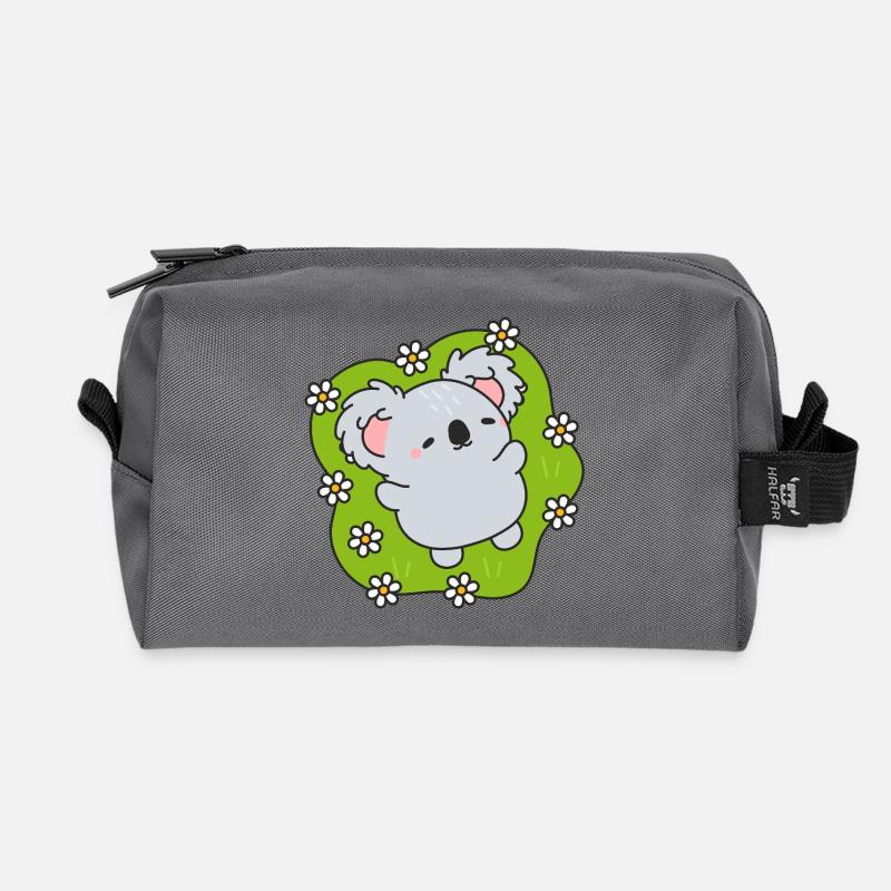 Dreamy Flowering Koala - Recycled Toiletry Zip Bag - anthracite