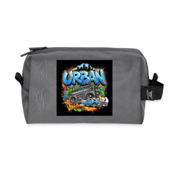 Urbanes Graffiti mit Ghettoblaster und Auto - Recycelte Kulturtasche - Anthrazit - Vorne