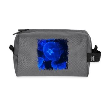 Quallen im blauen Tiefseelicht - Recycelte Kulturtasche - Anthrazit - Vorne