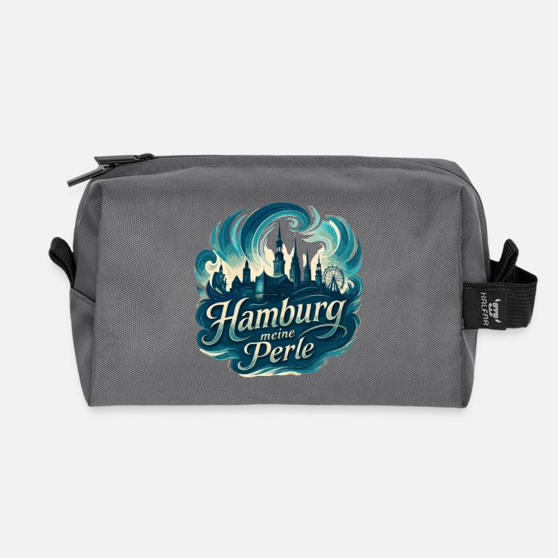 Hamburg Perle Stadt Silhouette Geschenk - Recycelte Kulturtasche - Anthrazit