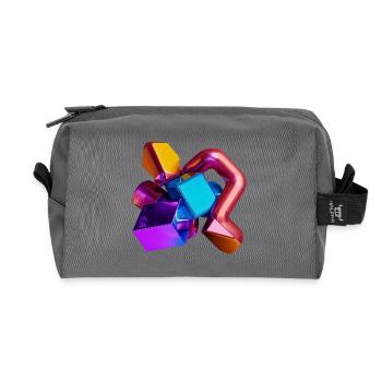 Abstrakte 3D Geometrie Formen bunt - Recycelte Kulturtasche - Anthrazit - Vorne