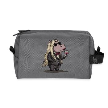 Hippopotame gangster élégant - Trousse de toilette en tissu recyclé - anthracite - Devant