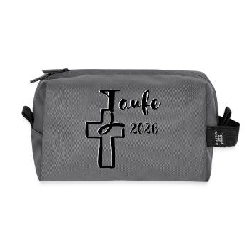 Baptism 2026 Cross with Fish Dipping - Recycled Toiletry Zip Bag - anthracite - Front