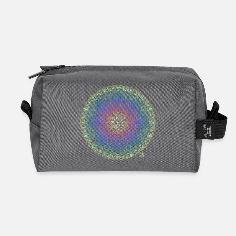 Rainbow Mandala Fusion - Recycled Toiletry Zip Bag - anthracite
