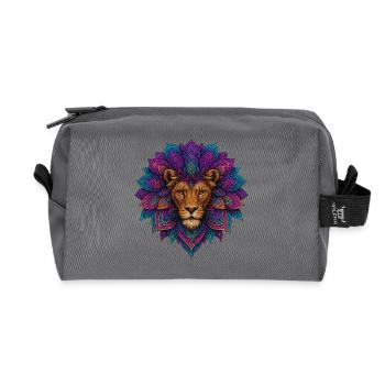 Lion's Mandala Flower - Recycled Toiletry Zip Bag - anthracite - Front