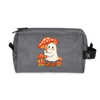Ghost with an umbrella - a mushroom - Recycled Toiletry Zip Bag - anthracite - Front