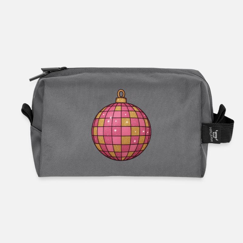 Pink Gold Glitzerkugel Ornament - Recycelte Kulturtasche - Anthrazit