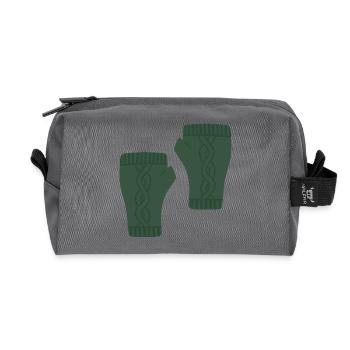 Gants sans doigts en tricot torsadé vert - Trousse de toilette en tissu recyclé - anthracite - Devant