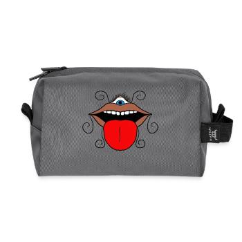 Psychedelischer Mund & Auge - Recycelte Kulturtasche - Anthrazit - Vorne