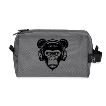 Skateboard Affe Mähne Groove Kopfhörer Shirt - Recycelte Kulturtasche - Anthrazit - Vorne