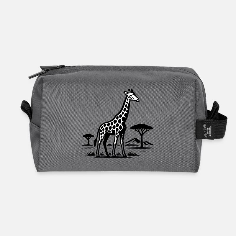 Giraffen Silhouette im Savannenland - Recycelte Kulturtasche - Anthrazit