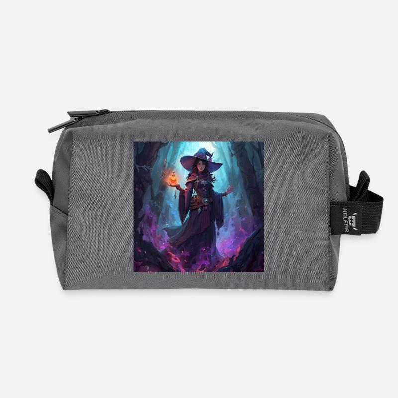 Enchanted Cave Witch - Recycled Toiletry Zip Bag - anthracite